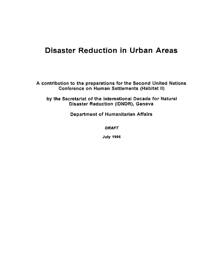 Disaster Reduction in Urban Areas | ALNAP