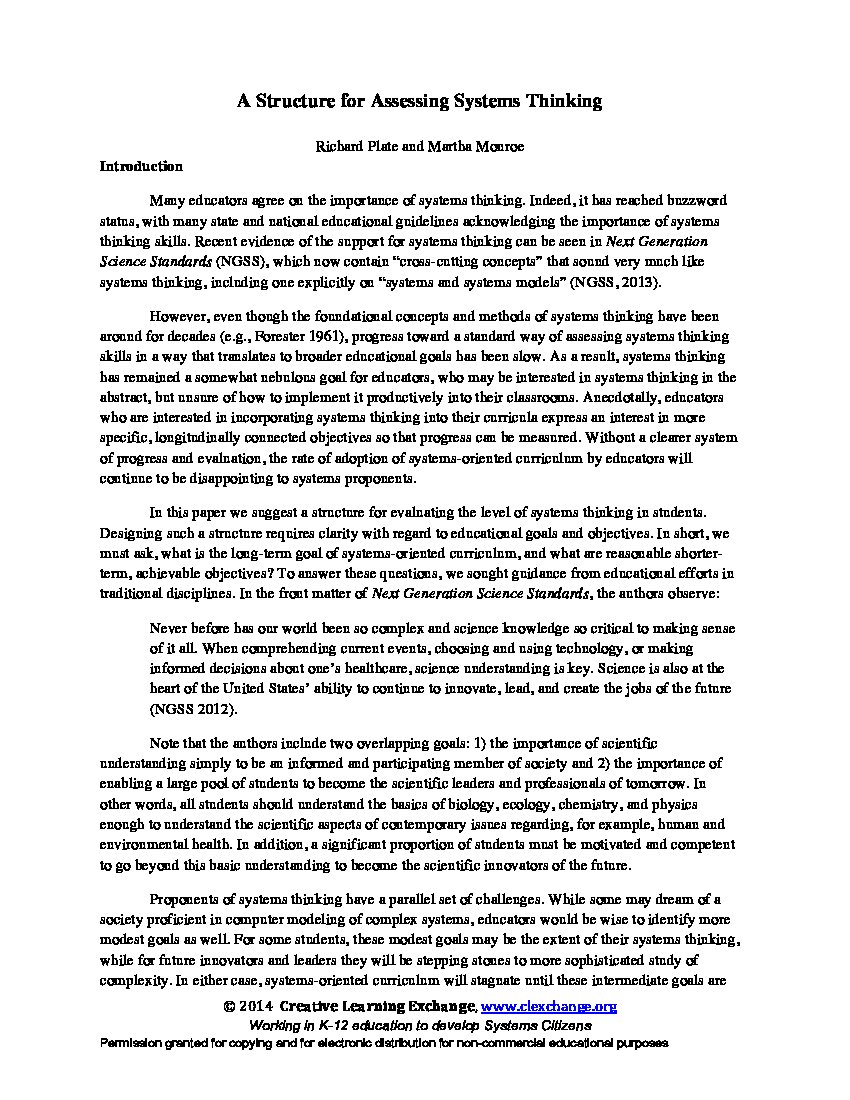 A structure for assessing systems thinking | ALNAP