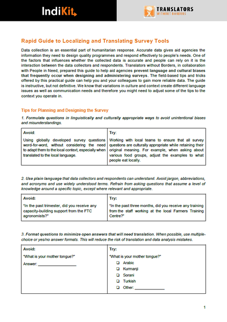 2018 Rapid Guide to Localizing and Translating Survey Tools Twb Indikit thumbnail PNG