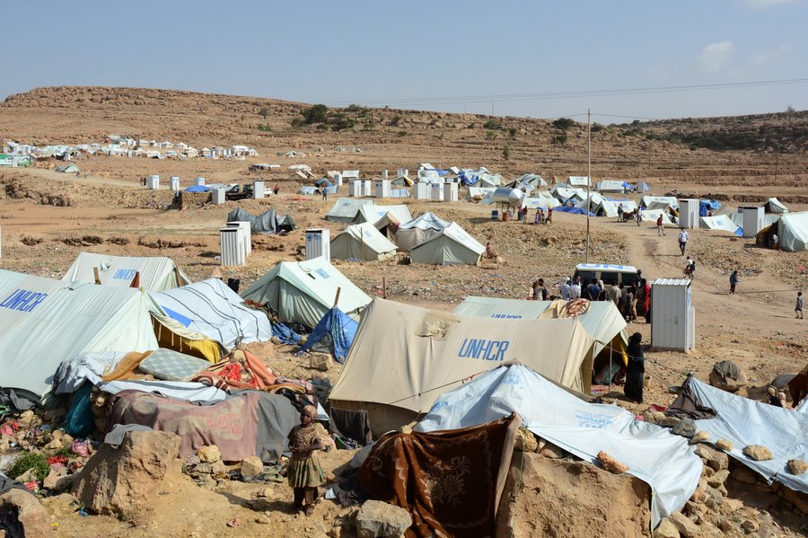 Displacement site in Khamer in Amran Governorate.
