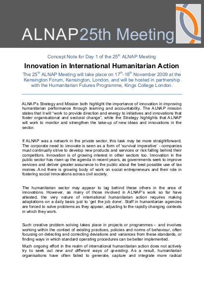 25th ALNAP Annual Meeting: Concept note | ALNAP