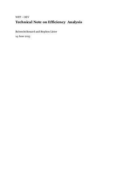 Technical Noteć Technical Note on Efficiency Analysis | ALNAP