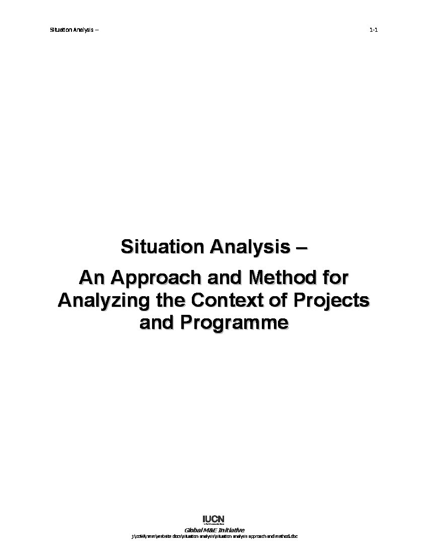Situation analysis - An approach and method for analyzing the context ...