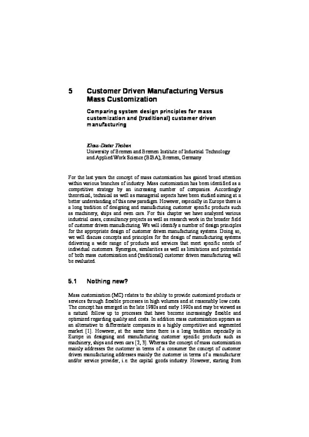 Comparing system design principles for mass customization and ...
