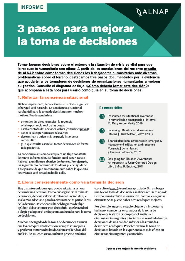 3 pasos para mejorar la toma de decisiones | ALNAP