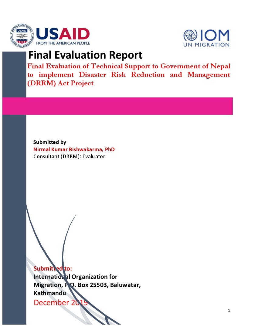 Final Evaluation Of Technical Support To Government Of Nepal To ...