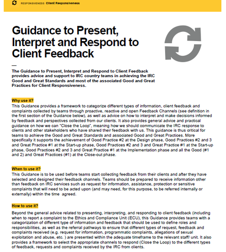 Guidance to Present, Interpret and Respond to Client Feedback | ALNAP