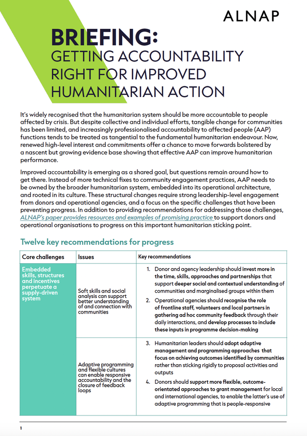 Briefing: Getting Accountability Right for Improved Humanitarian Action ...