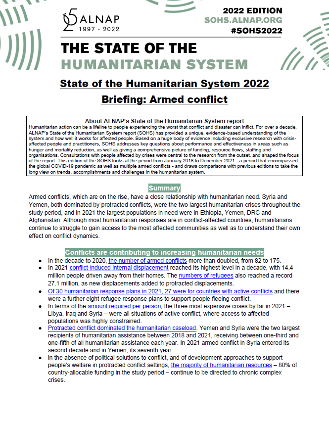 2022 The State of the Humanitarian System | Briefing: Armed conflict ...