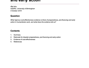 Cost-effectiveness in humanitarian work: preparedness, pre-financing and early action