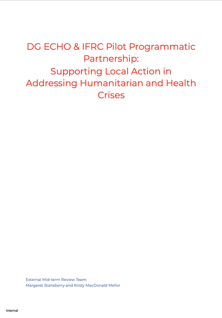 DG ECHO & IFRC Pilot Programmatic Partnership: Supporting Local Action in Addressing Humanitarian and Health Crises