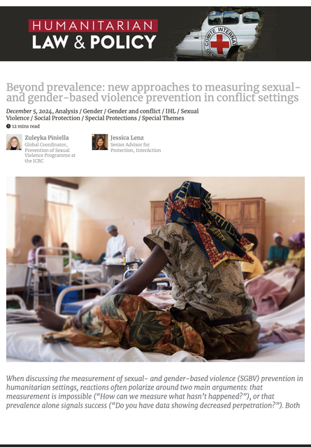 Beyond prevalence: new approaches to measuring sexual- and gender-based violence prevention in conflict settings