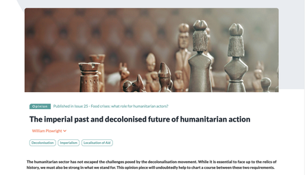 The imperial past and decolonised future of humanitarian action