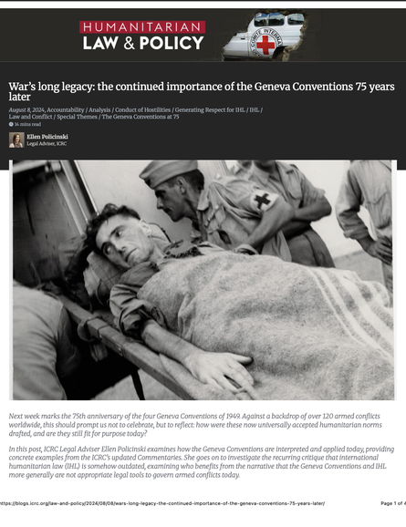War’s long legacy: the continued importance of the Geneva Conventions 75 years later