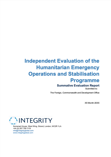 Independent evaluation of the Humanitarian Emergency Operations and Stabilisation Programme