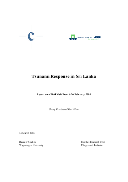 Wageningen tsunami response in srilanka 20050314 png