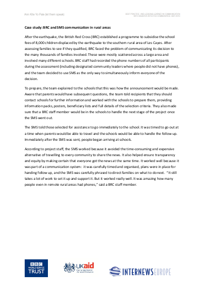 Brc and sms to support rural projects png