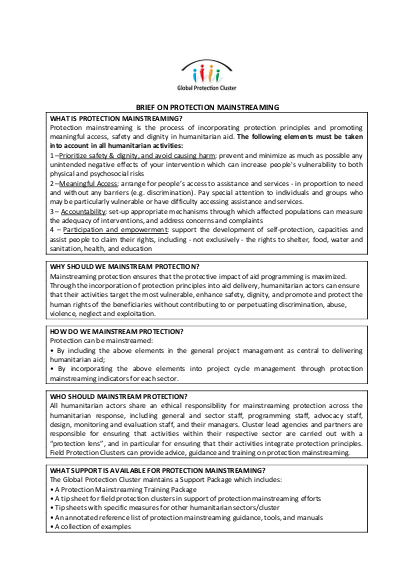 Brief on protection mainstreaming png