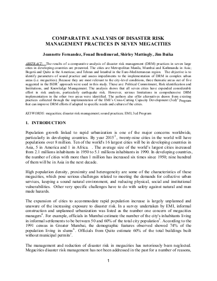 Comparative analysis drm in 7 megacities png