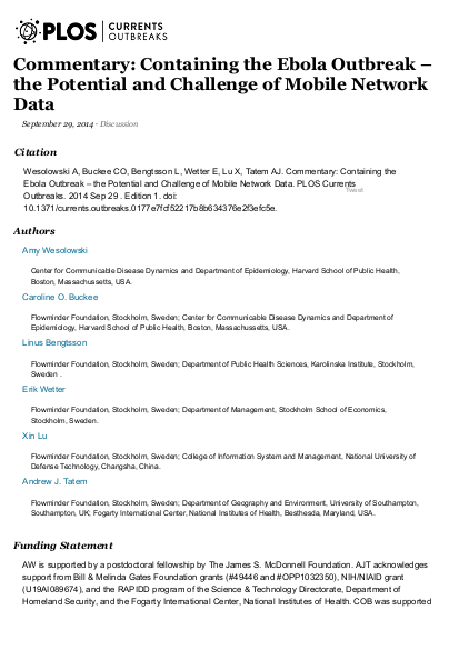 Containing the ebola outbreak %E2%80%93 the potential and challenge of mobile network data %E2%80%93 plos currents outbreaks png