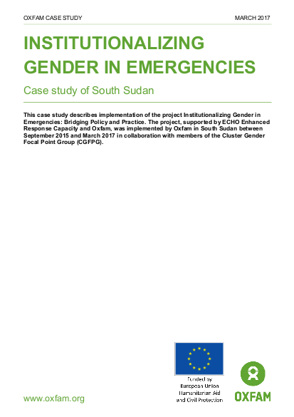 Cs institutionalizing gender in emergencies south sudan 310317 en png