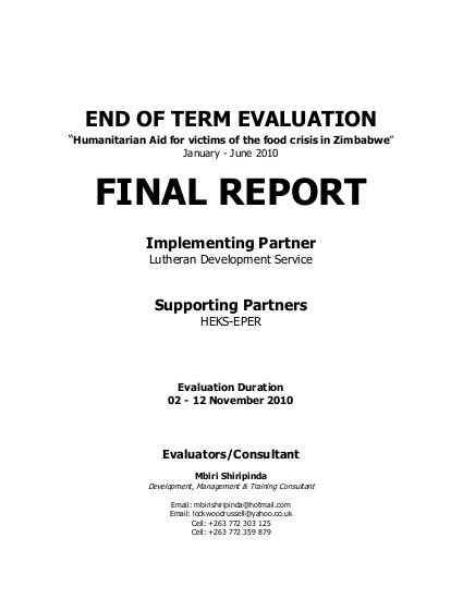 End of term evaluation humanitarian aid for victims of the food crisis in zimbabwe final report png