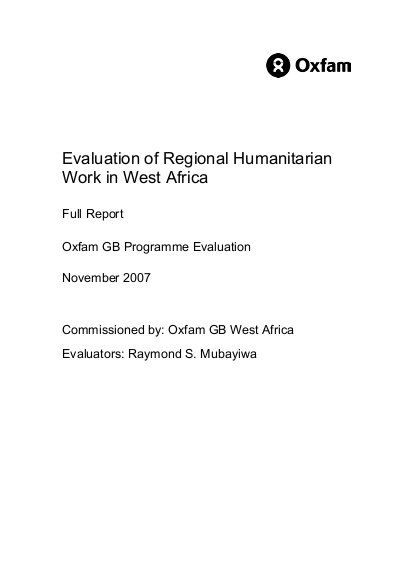 Evaluation of Regional Humanitarian Work in West Africa | ALNAP