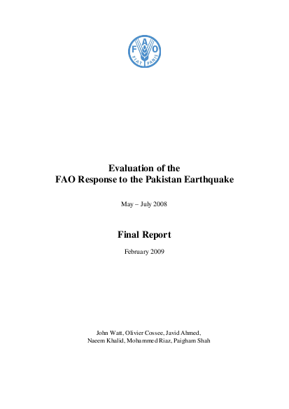 Evaluation of the fao pakistan earthquake response final report png