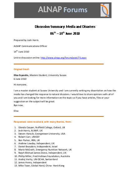Forum summary media and disasters png
