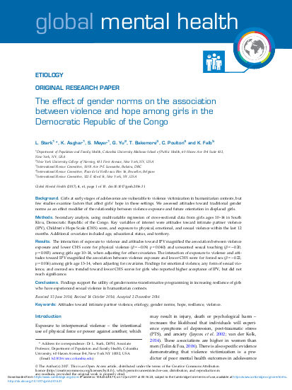 Gender norms on the association between violence and hope png