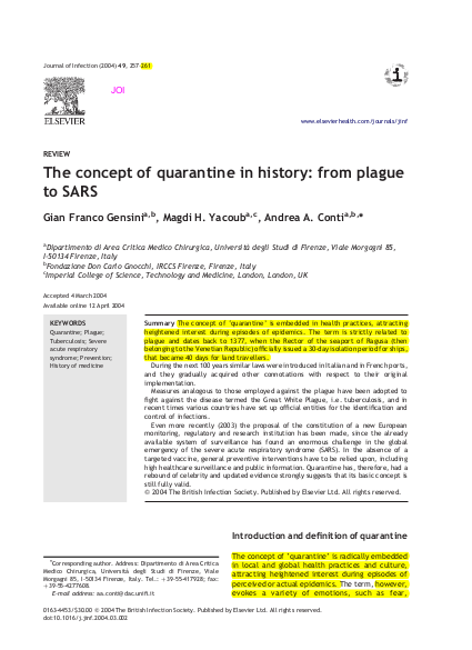 Gensini%2C g the concept of quarantine in history png