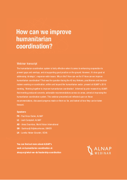 How can we improve humanitarian coordination png