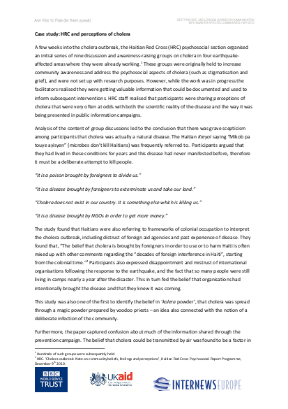 Hrc and perceptions of cholera png