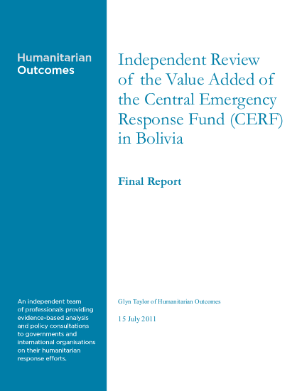 Humanitarian outomes bolivia cerf final report png