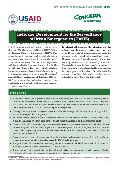 Indicator development for the sur veillance of urban emergen png