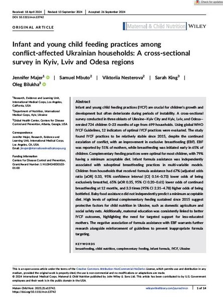 infant and young child feeding practices covr page