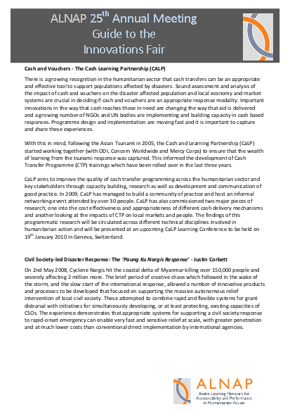 25th ALNAP Annual Meeting: Guide to the Innovations Fair | ALNAP