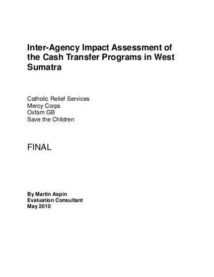 Inter agency impact assessment of the cash transfer programs in west sumatra final june2010 png