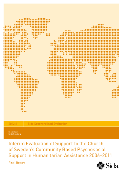 Interim evaluation of support to the church of swedens community based psychosocial support in humanitarian assistance 2006 2011 final report 3339 png