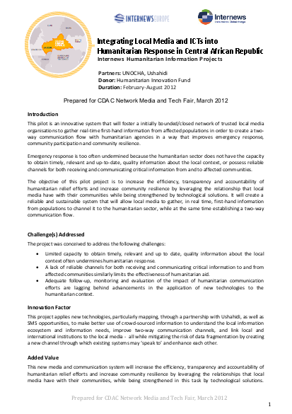 Internews integrating local media and icts into humanitarian response in car png