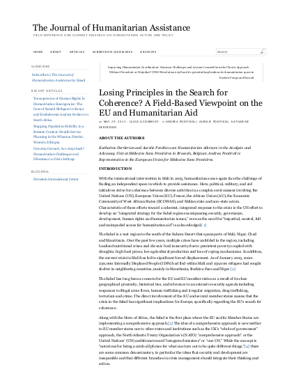 Losing principles in the search for coherence a field based viewpoint on the eu and humanitarian aid the journal of humanitarian assistance png