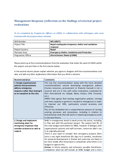 Management response drm nepal earthquake png
