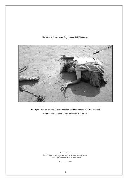 Resource Loss and Psychosocial Distress: an application of the ...