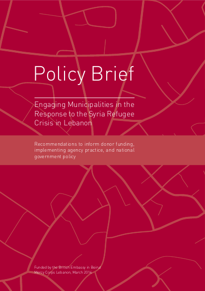 Engaging Municipalities in the Response to the Syria Refugee Crisis in ...