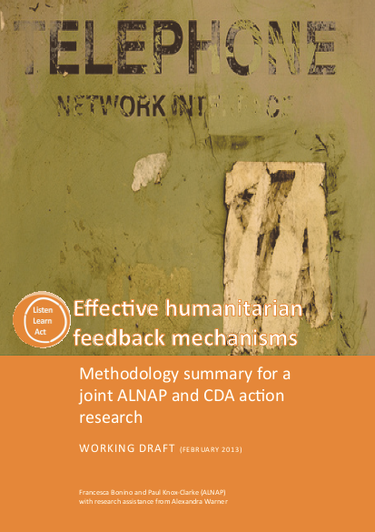 Effective humanitarian feedback mechanisms - Methodology summary for a ...