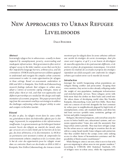 New approaches to urban refugee livelihoods png