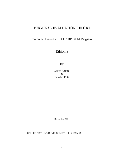 Outcome Evaluation of UNDP DRM Program Ethiopia - Terminal Evaluation ...
