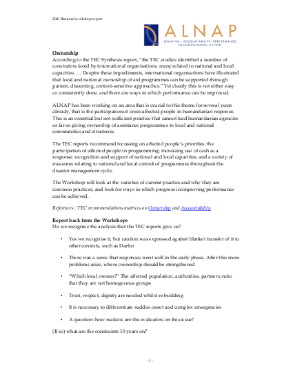 Ownership Workshop | ALNAP