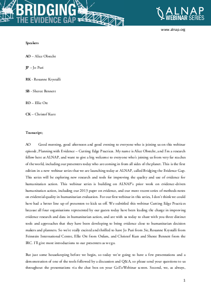 Planning with evidence alnap webinar transcript v1 png