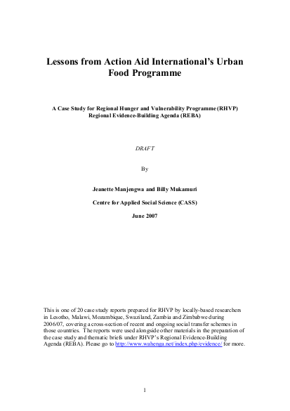 Reba zimbabwe urban food programme png